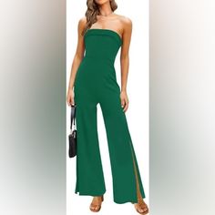 Zesica Black Jumpsuit Strapless With Pockets Color: Black Size: Xl New With Tag Womens Palazzo Pants, Zara Tweed, Trousers Women Wide Leg, Drape Pants, Cropped Wide Leg Pants, Flared Leggings, Ponte Pants, Wide Leg Cropped Pants, Dress Trousers