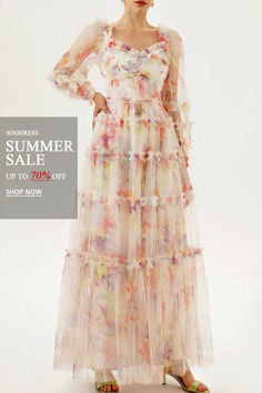 a woman in a dress with flowers on it and the words summer sale up to 70 % off