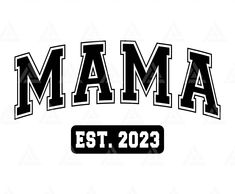 the mama est logo in black and white