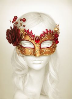 Masquerade Ball Mask Diy, Rose Masquerade Mask, Eye Mask Design, Red Mask Masquerade, Red Masquerade Mask, Branches Decoration, Gold Masquerade Mask, Mask Venetian, Sculpture Reference