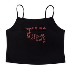 Keep our friends close, but our enemies closer. Black adjustable strappy crop top95% cotton 5% spandexSoft and stretchyCustom embroidered in the U.S.A., please allow for 3 additional days for production. Standard mannequin wears size S for all styles.This top is stretchy! For half sizes, we recommend that you downsize.Size S typically fits bust 30/32, waist 24/25. Cotton Tank Top For Streetwear, Fitted Cropped Tank Top For Streetwear, Fitted Graphic Print Tank Crop Top, Stretch Cotton Tank Crop Top, Cotton Stretch Crop Top Tank Top, Fitted Cropped Cotton Crop Top, Graphic Print Cotton Crop Top, Fitted Tank Crop Top For Streetwear, Trendy Fitted Cotton Crop Top