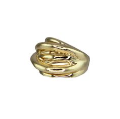 -18k gold plated multi-band ring with hammered and polished textures -Handmade in Brazil - Please note that our brand uses natural semi-precious stones--each piece has a unique texture, shine, and color Gold Stackable Rings With Polished Finish And Modern Twist, Gold Stackable Rings With Wide Band, Modern Gold Dome Ring With Open Design, Modern Hammered Gold Ring, Modern Gold Stackable Rings With Wide Band, Gold Wide Band Ring With Modern Twist, Hammered Gold Plated Open Ring, Hammered Gold Plated Ring, Gold Rings With Modern Twist And Wide Band