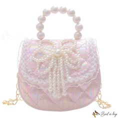 Bird in Bag - New children's bag cute girls fashion princess mini mesh shoulder bag pearl crossbody bag Details Pictures, Street Trends, Bag Cute, Word Wrap, White Space, Bird In Bag, Girls Fashion, Pink Bag, Girl Fashion