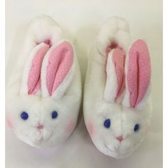 White Rabbit Slippers - Pink Ears And Accents - New In Open Bag - Size Small Cute Soft Slippers For Spring, Cute Soft Spring Slippers, White Non-slip Slippers For Playtime, Playful White Closed Toe Slippers, White Casual Slippers For Playtime, Playful White Slippers For Spring, Rabbit Shoes, Rabbit Slippers, Slippers White