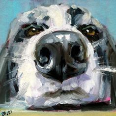 a painting of a dog's face is shown