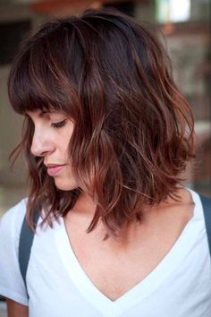 :heart:Lobs have a lot of room for experiments, so why not pair your long bob haircut with bangs? A fringe will not only accentuate your best features but it will also add character to your haircut. :heart: #lovehairstyles #hair #hairstyles #haircuts #longbob #lobwithbangs #bobhaircuts Long Bob With Bangs, Inverted Bob Haircuts, Stacked Bob Haircut, Medium Length Hair With Layers, Bob Haircut With Bangs, Long Bob Haircuts, Haircuts With Bangs, Short Bob Hairstyles, Brown Hair Colors