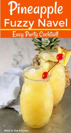 pineapple fuzzy navel party cocktail in mason jars