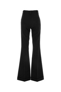 Black Stretch Twill Sofia Flared-leg Pant from The Andamane Chloe Purses, Flare Leg Pants, Prada Leather, Sneaker Wedge, Jeans Jumpsuit, Yoga Wear, Black Stretch, Italian Fashion, High Heel Shoes