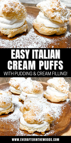 Cream Puffs Cream Puff Recipes Homemade, Cannoli Cream Puffs, Italian Cream Filling, Pastry Shell Fillings, Holiday Cream Puffs, Cream Puff Filling With Instant Pudding, Italian Cream Puffs With Custard Filling, Creme Puffs Recipe