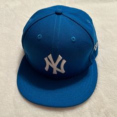 Turquoise Yankee Cap With Floral Lid. Size 7 55.8 Cm. Never Worn.Cooperstown Collection. New Era Cap, New York Yankees, New Era, Accessories Hats, Color Blue, Mens Accessories, Size 7, Man Shop, Turquoise