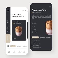 the app is designed to look like it has coffee on top and in between them