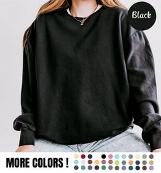 Blank Comfort Color® Sweatshirt Long Sleeve Sweatshirt Light Sweatshirt Blank Shirt Minimalist Sweatshirt Trendy Comfort Color® Shirt Y2K Tee ✨ PRODUCT DESCRIPTION ✨ ∘ ∘ Consider sizing up 1-2 above your normal size for an oversized look. ∘ ∘ UNISEX SWEATSHIRT ∘ Runs true to size ∘ Light fabric ∘ 100% Cotton ∘ Garment-dyed fabric ∘ 1x1 ribbed cuffs and bottom hem ∘ ∘ Colors may differ slightly due to monitor calibration. ∘ ∘  📏 SIZE 📏 ∘ Adult Unisex sizing. We have a size chart on our listing Trendy Solid Color Sweatshirt With Letter Print, Trendy Sweatshirt For Everyday, Basic Crew Neck Sweatshirt In Solid Color, Basic Solid Color Sweatshirt With Letter Print, Basic Crew Neck Solid Color Sweatshirt, Everyday Black T-shirt, Basic Solid Color Cotton Sweatshirt, Comfy Long Sleeve Black Sweatshirt, Oversized Black Sweatshirt For Everyday