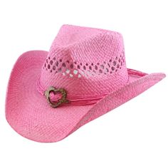 Pink Straw Cowboy Hat with Heart OSFM R50 Pink Wire brim on edge making it shapeable to your desireOne size fits most- elastic sweatband insideMaterial: Fine Toyo Straw Demi Pride, Pretty In Pink Fashion, Bling Jacket, Boys Cowboy Boots, Pink Cowboy Hat, Girl Cowboy Boots, Pink Cowboy, Twisted X Boots, Womens Hats