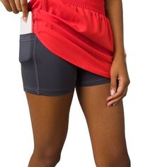 To keep us focused on the miles ahead and not our gear, prAna's Peak To Pavement Skort always puts our best foot forward with light, breathable performance on daily runs. This skort wicks sweat and dries fast to keep us cool from start to finish, and is made entirely from recycled polyester for some eco-conscious peace of mind. Breathable Functional Running Activewear, Red Athleisure Activewear For Outdoor Activities, Breathable Activewear For Running, Breathable Activewear For Running In Sports Season, Lightweight Sporty Activewear For Running, Lightweight Casual Activewear For Sports, Functional Activewear With Pockets For Running Errands, Breathable Lightweight Sporty Activewear, Lightweight Sportswear For Sports