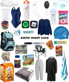 there are many items that can be found in the swim meet care package for kids