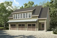 a two car garage is shown in this rendering