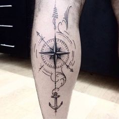 Tattoo Ideas Anchor Compass Tattoo, Geometric Compass Tattoo, Nautical Compass Tattoo, Nautical Star Tattoos, Geometric Compass, Compass Tattoo Men, Arrow Tattoo Design, Compass Tattoo Design, Tattoo Trend