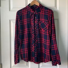 Black Label C'est Toi Red Flannel Nwot No Flaws, Damages, Or Stains Button Down Front Pocket Red/Navy Blue Plaid (Appears More Pink In Photos) Soft Fabric Us Women’s Size Small *Non-Smoking Home* Red Collared Flannel Shirt For Work, Collared Red Flannel Shirt For Work, Red Flannel Shirt With Button Closure For Work, Red Button-up Flannel Shirt For Work, Classic Red Cotton Flannel Shirt, Red Collared Flannel Shirt, Red Flannel Shirt With Button Closure, Red Relaxed Fit Flannel Button-up Shirt, Classic Red Long-sleeved Flannel Shirt