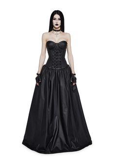 Widow Vegan Leather Buckle Ball Gown WIth Gloves Goth Metal - Black Ball Gown With Gloves, Gown And Gloves, Gown With Gloves, Sleeveless Ball Gown, Rave Shoes, Current Mood Clothing, Goth Metal, Pride Outfit, Corset Mini Dress