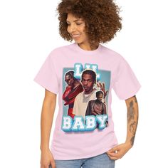 Featuring my original vintage style digital edit of Lil baby! Stay comfortable and stylish with these ultra soft 100% cotton t-shirts! Printed using DTG technology for bright, long-lasting designs! Unisex sizes, please check size chart for measurements. - Ships out in 3-5 business days Tap here to see all of my Vintage Rap Tees! Thanks for shopping with us! Hip Hop Style Pink T-shirt With Screen Print, Pink Character Print T-shirt For Streetwear, Unisex Pink T-shirt For Streetwear, Lil Baby Vintage Shirt, Unisex Pink T-shirt With Funny Print, Hip Hop Crew Neck T-shirt With Screen Print, White Hip Hop T-shirt With Funny Print, Pink Pop Culture T-shirt With Funny Print, Vintage Rap Tees