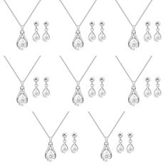 PRICES MAY VARY. ❖ HIGH QUALITY MATERIAL❖ This Women'S Wedding Jewellery Set Is Contain One Necklace & One Pairs Earrings.It's Made Of 18k Gold or Rose Gold or Silver Plated Eco-Friendly Alloy/Copper With Selected Sparkly Crystal & 3A Rhinestone/Clear Cubic Zirconia,High Polished,Lead-Free & Cadmium-Free & Nickel-Free, Hypoallergenic And Suitable For Almost All Of Sensitive Skin.With A Fabulous Design And Solid Construction,Never Goes Out Of Style； ❖ JEWELLERY SET SIZE❖ Necklace Length:Adjustabl Cubic Zirconia Jewelry Sets For Bridesmaid Gift, Silver Jewelry Sets For Bridesmaids, Silver Bridesmaid Jewelry, Bridesmaid Jewelry Set, Bridesmaid Jewelry Sets, Wedding Jewellery, Jewellery Set, Engagement Anniversary, Wedding Jewelry Sets