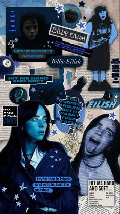 a collage of photos and text with the words blue flesh on it, including an image of a woman's face