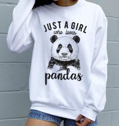 Simple design that says it like it is – you’re just a girl who loves pandas (we get it, we really do, it’s our curse to bear too). Cute Winter Sweatshirt With Letter Print, White Sweatshirt For Leisure In Winter, White Winter Sweatshirt For Leisure, White Sweatshirt For Fall Leisure, White Sweatshirt For Leisure, Winter Season, White Fleece Sweatshirt For Leisure, White Cotton Sweatshirt With Cartoon Print, Casual Fall Sweatshirt With Cartoon Print, Casual Fall Cartoon Print Sweatshirt