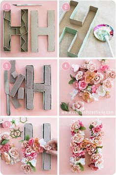 the steps to make a diy flower letter