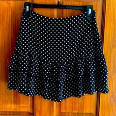 Cute And Flirty Black And White Polka Dot Mini Skirt. Size Small And New With Tags Chic Polka Dot Mini Skirt, Casual Fitted Polka Dot Mini Skirt, Fitted Polka Dot Mini Skirt, Fitted Polka Dot Skirt With Lining, Fitted Polka Dot Mini Skirt For Spring, Fitted Polka Dot Skirt For Day Out, Polka Dot Pleated Fitted Skirt, Fitted Polka Dot Pleated Skirt, Polka Dot Lined Skirt Bottoms For Day Out