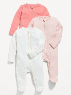 Unisex 3-Pack Sleep & Play 2-Way-Zip Footed One-Piece for Baby | Old Navy Girl Pajamas, Baby Wishlist, Random Video, Neutrogena Makeup, Newborn Girl Outfits, Newborn Sets, Baby Changing