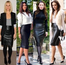 Leather Skirt Office Outfit, Leather Pencil Skirt Outfit Party, Black Leather Skirt Outfit Fall, Black Leather Pencil Skirt Outfit, Leather Pencil Skirt Outfit, Black Leather Skirt Outfit, Leather Dress Outfit, Skirt Outfit Fall, Black Leather Pencil Skirt