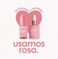 an advertisement for the usamos rose skin care product, with a pink heart in the background