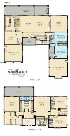 two floor plans for the north county residence