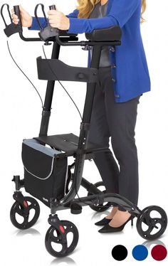 Brand Vive Mobility Color Black Item Weight 20 Pounds Age Range (Description) Adult Is Foldable Yes SUPPORTS WALKING UPRIGHT ON ANY SURFACE: Eliminating tension in the shoulders and neck, the Vive upright rollator walker is height adjustable, allowing you to stand up straight and look forward while walking to promote a Mobility Walkers, Walker For Seniors, Transport Chair, Stand Up Straight, Whats Wallpaper, Spy Gear, Clever Gadgets, Lift Recliners, Mobility Aids