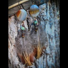 Handcrafted By Myself. Genuine Semi-Precious Grey Lace Agate And Unakite Gemstone Beads And Cruelty-Free Wild Pheasant Feathers That Were Ethically Harvested By Myself. Hypoallergenic Antique Brass Niobium Ear Wires. Spiritual Handmade Agate Earrings, Bohemian Agate Earrings With Natural Stones, Bohemian Agate Earrings For Pierced Ears, Bohemian Agate Earrings For Gift, Bohemian Agate Earrings Gift, Bohemian Agate Earrings, Bohemian Hand Wrapped Brown Earrings, Bohemian Brown Hand Wrapped Earrings, Bohemian Brown Hand-wrapped Earrings