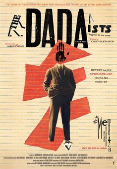 a movie poster for the film dada, with a man in a suit and tie