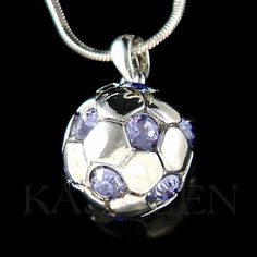 "Want a personalized gift? -Add a Swarovski Crystal Birthstone charm here: https://www.etsy.com/listing/577441131 PERFECT GIFT FOR FOOTBALL FAN You are getting a White 3D Round Football Soccer Ball Swarovski Crystal Pendant Necklace. It comes with a FREE 18\" inches silver (45cm) Original Rhodium Plated Snake Chain necklace with lobster clasp. Pendant size is 11/16\" wide X 15/16\" high (17mm X 24mm) Crystal Color: Jet Black Prices are in US$. For shipping policies and other important informatio Customized Silver Jewelry For Keepsake, Customized Silver Jewelry For Christmas, Personalized Purple Jewelry For Gifts, Customizable Silver Jewelry For Christmas, Crystal Charms Jewelry As Gift, Personalized Crystal Necklace For Gifts, Jewelry Boys, Pink Football, Gifts For Football Fans