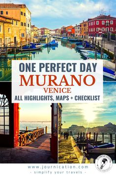 the cover of an article about muranoo, venice and other towns in italy