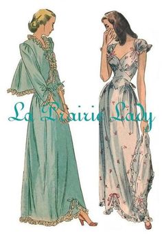 Beautiful Nightgown, Nightgown Pattern, 2000s Clothing, Bed Jacket, Lingerie Vintage, Sewing Lingerie, Hodge Podge, Vintage Nightgown, Vintage Dress Patterns