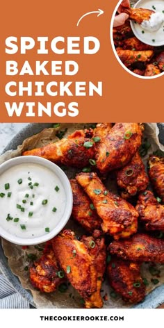 baked chicken wings with ranch dressing on the side