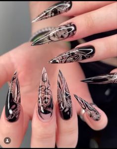 Gothic Stiletto Nails Designs, Victorian Goth Nails, Gothic Butterfly Nails, Goth Stelito Nails, Press On Gothic Nails, Punk Dress, Winter Nails Acrylic, Fancy Nails Designs