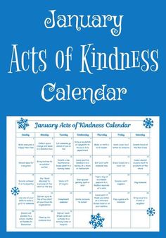 the january acts of kindness calendar