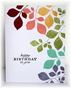 a birthday card with leaves on it