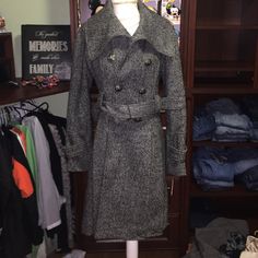 Selling Brand New Guess Coat. Fitted Charcoal Outerwear For Winter, Gray Long Coat For Office, Charcoal Winter Workwear Outerwear, Gray Pea Coat For Workwear In Fall, Gray Pea Coat For Fall Workwear, Fitted Gray Outerwear For Fall, Gray Pea Coat For Work In Fall, Fitted Gray Pea Coat With Long Sleeves, Gray Fall Pea Coat For Office