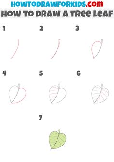 how to draw a tree leaf with step by step instructions for kids and beginners