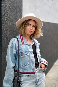 Le Réussi®'s Danielle Denim Jacket and Boyfriend Jeans Red Fitted Denim Jacket, Red Fitted Denim Jacket Casual, Red Fitted Casual Denim Jacket, Fitted Red Denim Jacket, Fitted Red Denim Jacket Casual, Red Trendy Denim Outerwear, Red Denim Trendy Outerwear, Casual Red Denim Outerwear, Casual Red Denim Jacket For Spring