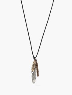 FEATHER NECKLACE - John Varvatos Mens Sterling Silver Jewelry, Mens Designer Jewelry, Feather Pendant Necklace, Feather Necklace, Feather Pendant, Bronze Pendant, Feather Necklaces, Jewelry Sterling Silver, John Varvatos