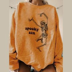 Cute Halloween Sweatshirt. If you need some custom design, please just message me and I'll be happy to create a custom mask for you. CARE INSTRUCTIONS: Hand wash or machine wash on gentle cycle. Thank you! October Mood, Halloween Coustumes, Skeleton Print, Halloween Sweater, Halloween Sweatshirt, Skull Print, Print Sweatshirt, Casual Fall Outfits