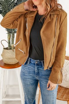 Brown Zipped Notch Collar Short Jacket Lisa Fischer, Romper And Jacket, Notch Collar, Urban Outfits, Notched Collar, Short Jacket, Swimwear Accessories, 8 M, Shoulder Sleeve