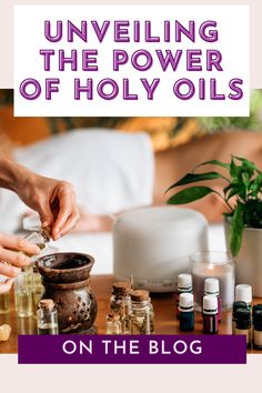 a woman is using an oil bottle to make homemade oils